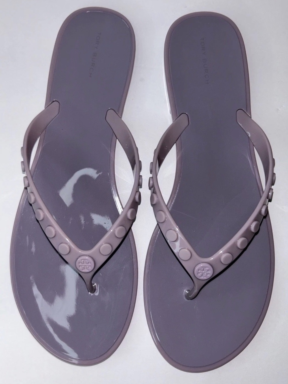 Tory Burch Studded Jelly Flip Flop Sandals In Allium (purple) Sz 11 NWT